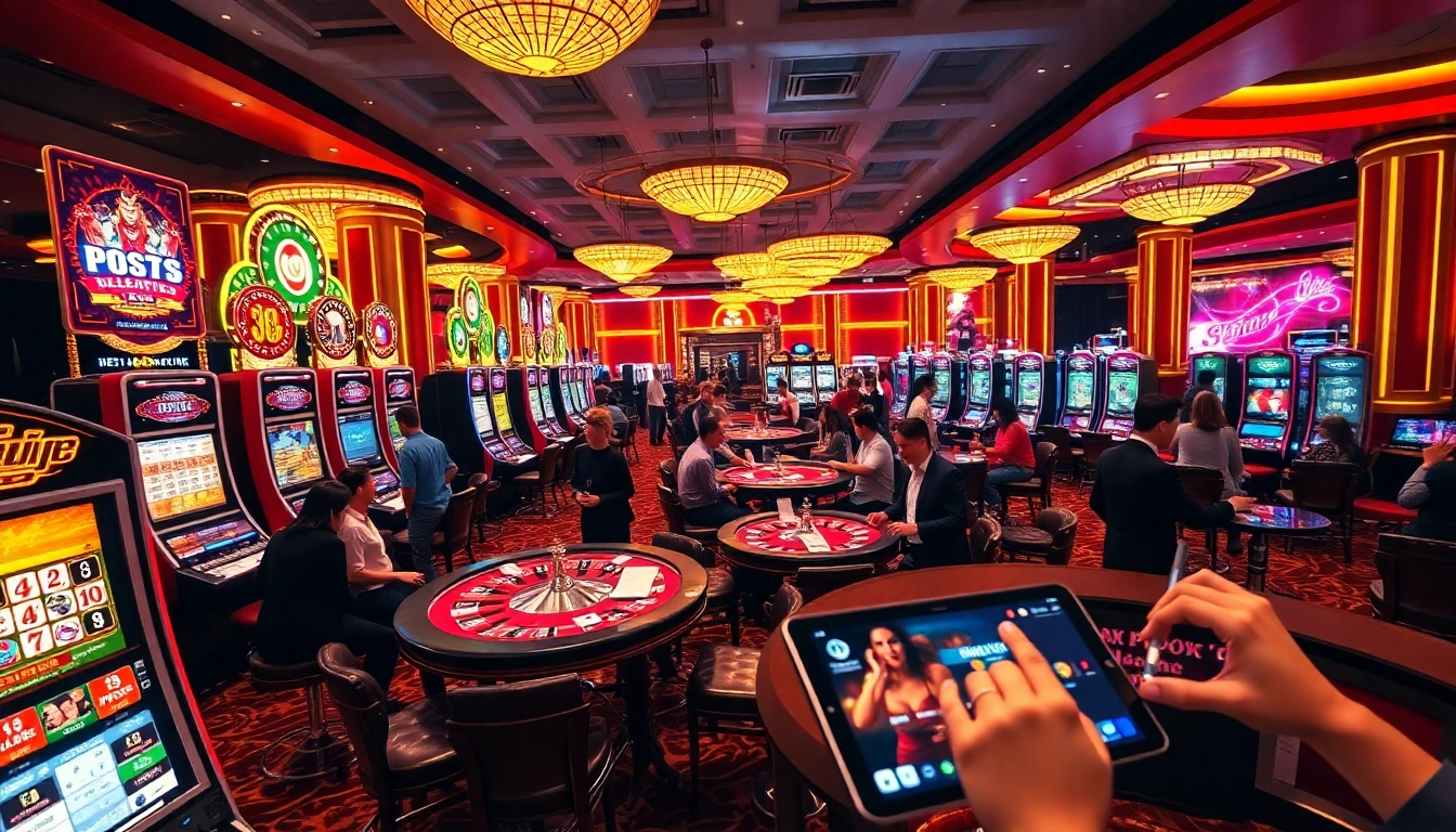 Players enjoying games and betting at https://thabethome.com/ in a luxurious casino atmosphere.