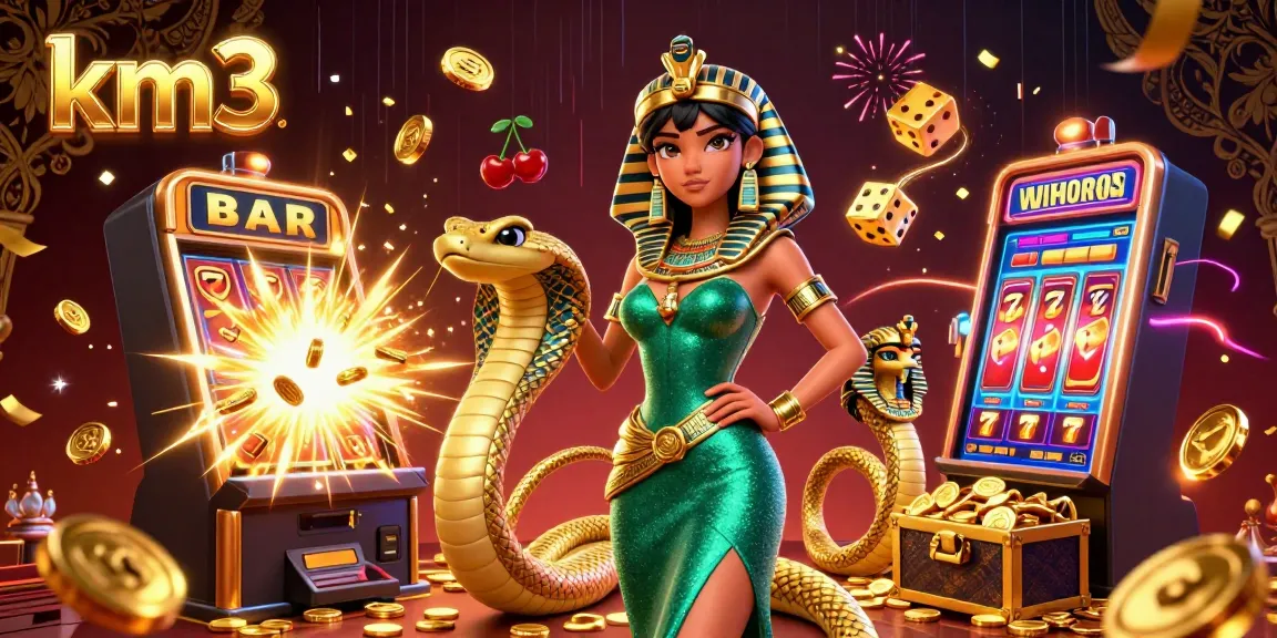Experience thrilling gaming action at km3 with vibrant slot machines and dynamic game symbols.