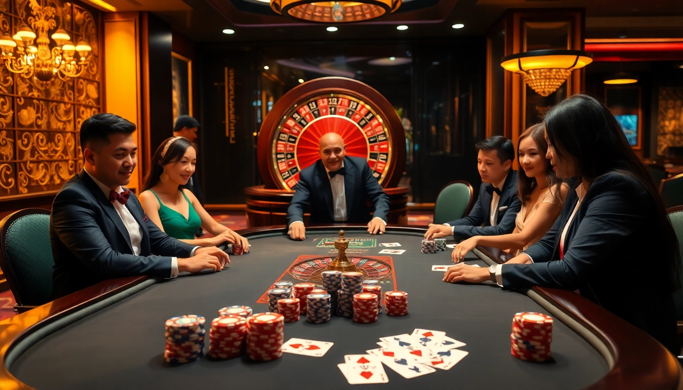 Experience the thrill at RR88 casino with vibrant gaming tables and luxurious ambiance.