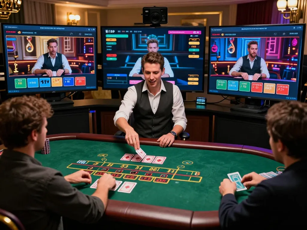 Players enjoying shbet live dealer blackjack in a vibrant online casino with interactive gameplay.