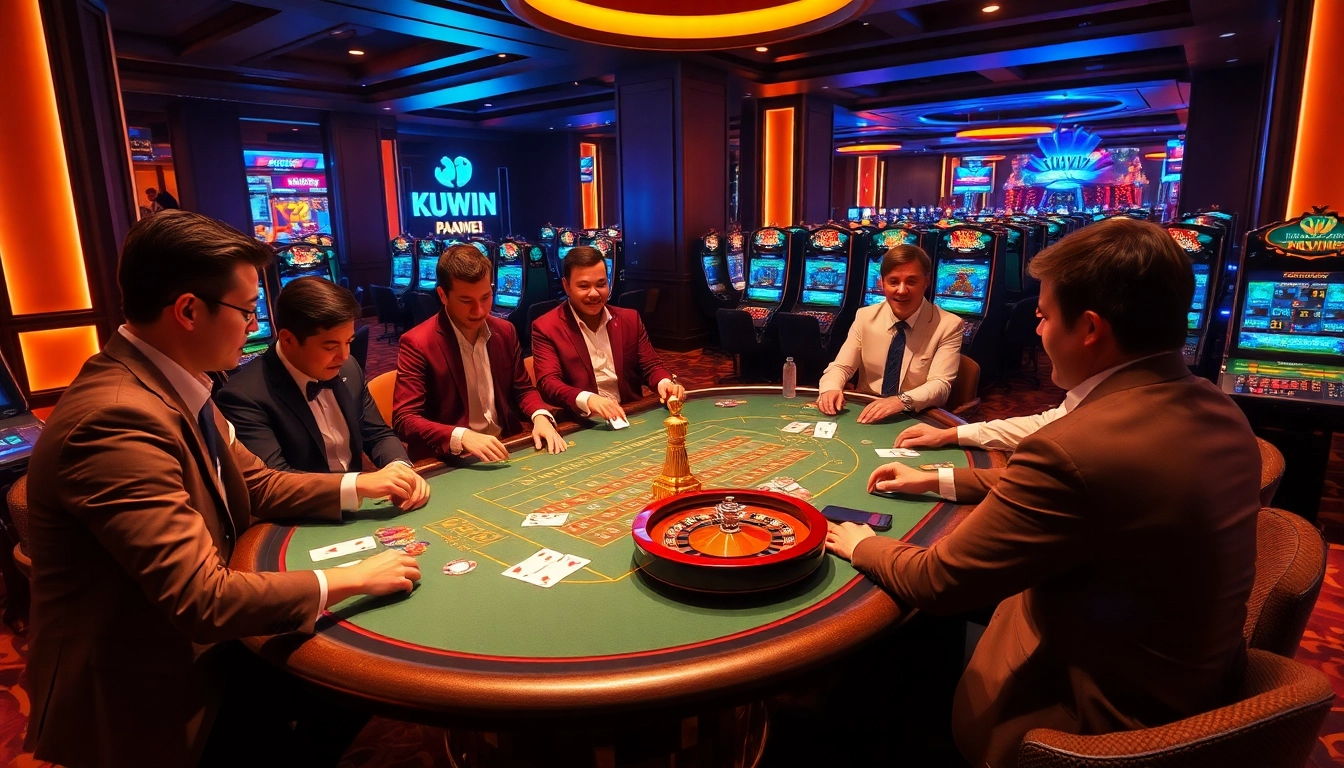 Kuwin table action featuring professional players engaged in high-stakes blackjack and poker.