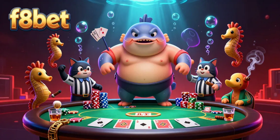 Experience f8bet's vibrant underwater casino scene with dynamic elements and engaging characters.