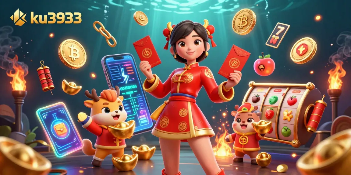 Engage with ku3933's thrilling slot games adorned with festive elements and dynamic crypto visuals.