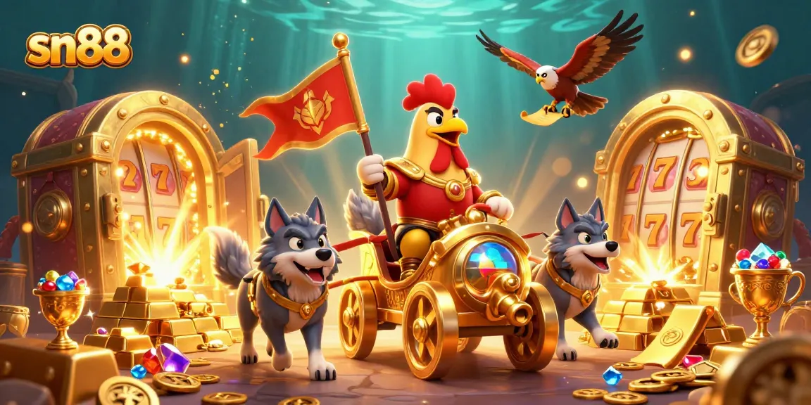 Experience thrilling wins at sn88 with a vibrant 3D casino illustration showcasing excitement and rewards.