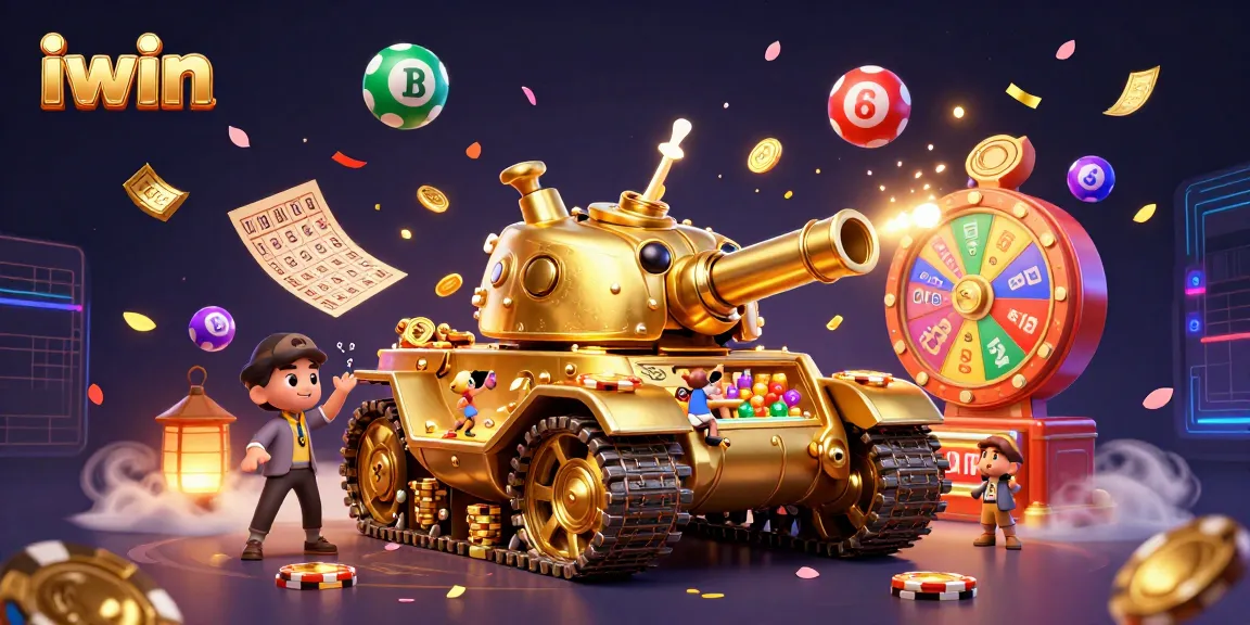 Experience the thrill of iwin with a vibrant casino adventure in this dynamic 3D illustration.