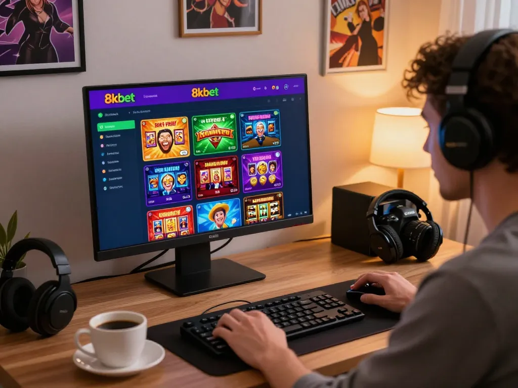 Player enjoying online betting on 8kbet platform with vibrant game graphics.