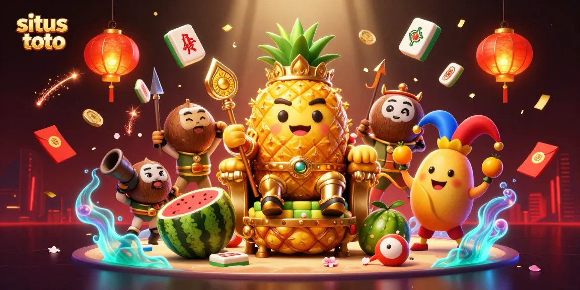 Join exciting games at situs toto featuring a golden pineapple king and action-packed casino elements.