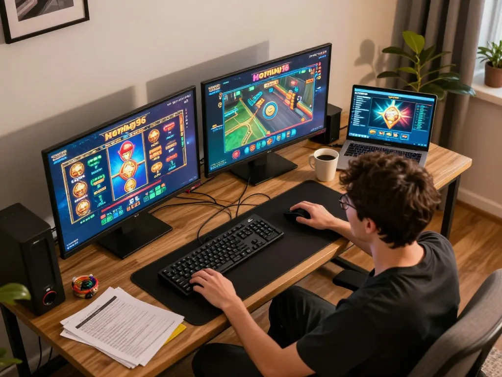 Pemain menang di slot online hotplay96 yang menunjukkan lingkungan permainan yang terlibat dan kegembiraan.