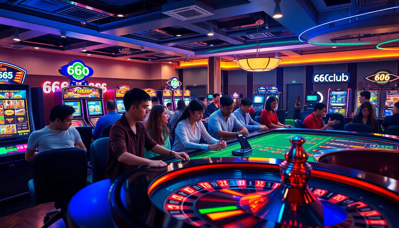 Exciting online gaming scene at 66club with colorful tables and engaged players.