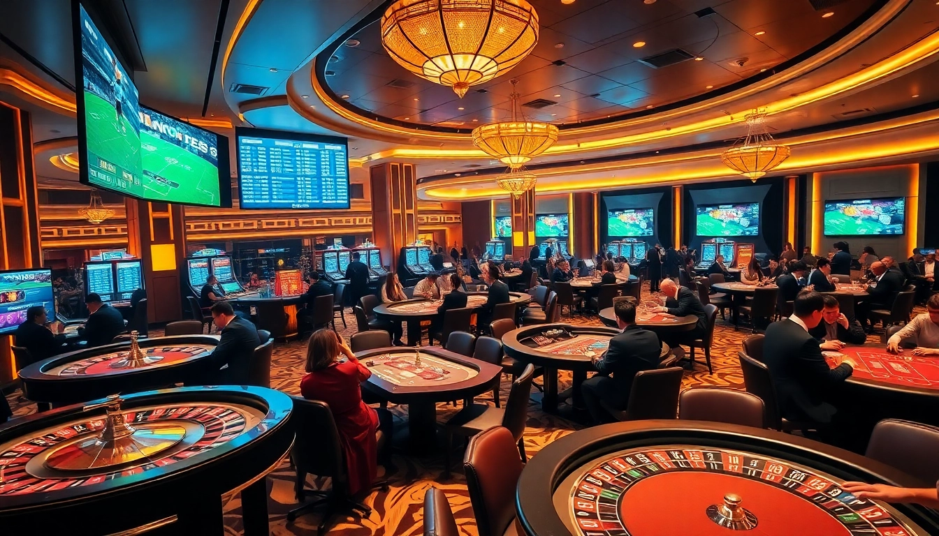 Exciting gaming atmosphere at trang ee88 casino tables with players engaged in action.