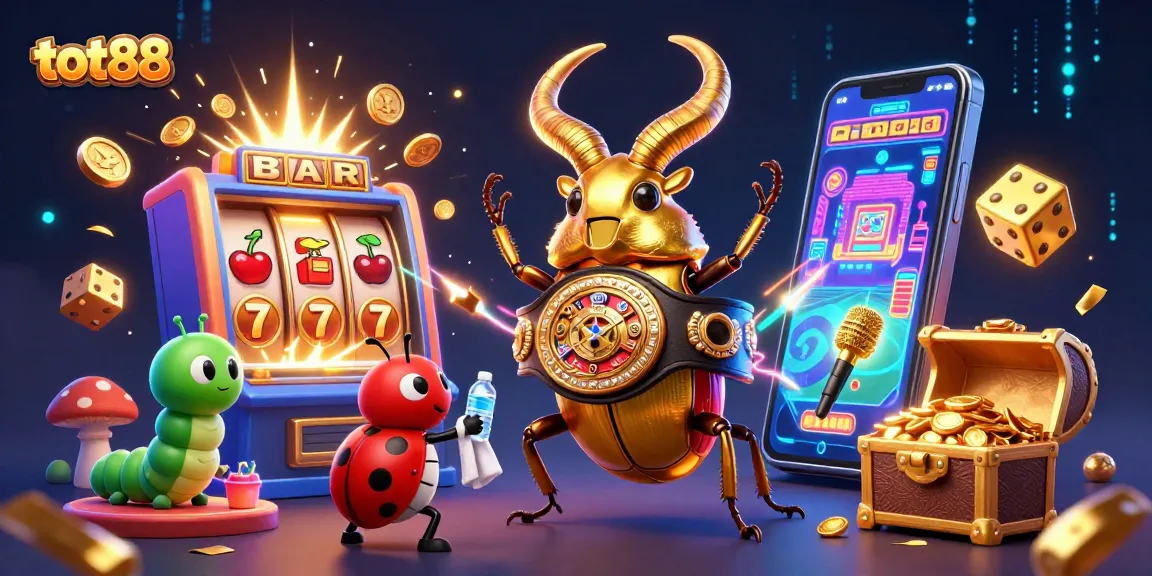 Tot88 showcases a thrilling casino battle with bold characters and exciting gaming elements.