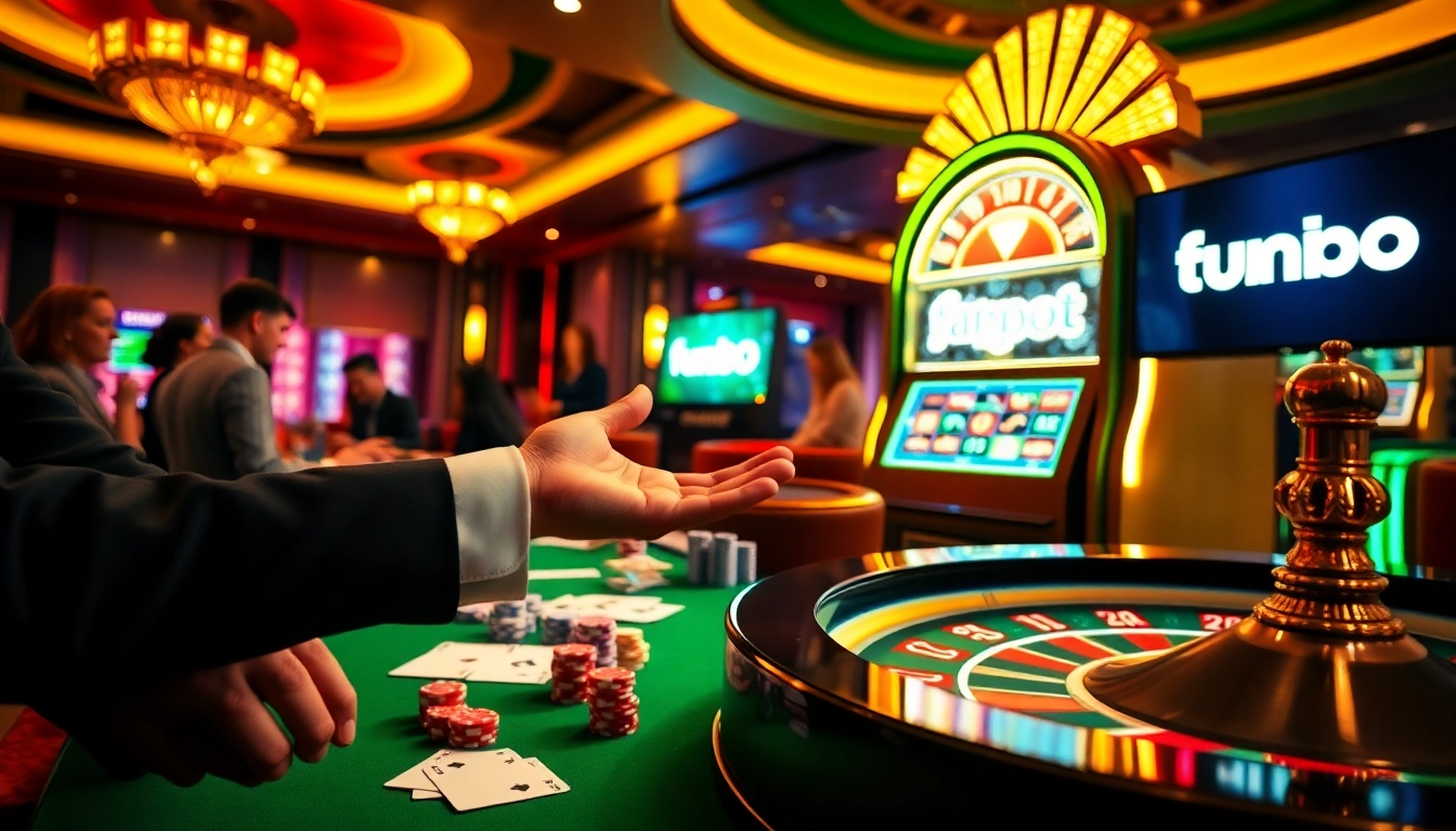 Experience high-stakes fun88 casino action with vibrant tables and spinning roulette.