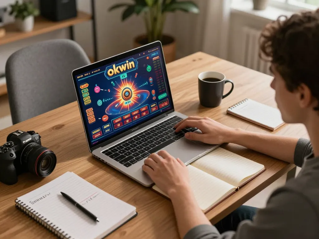 Experience the thrill of okwin game in a cozy home gaming setup with an engaging online interface.