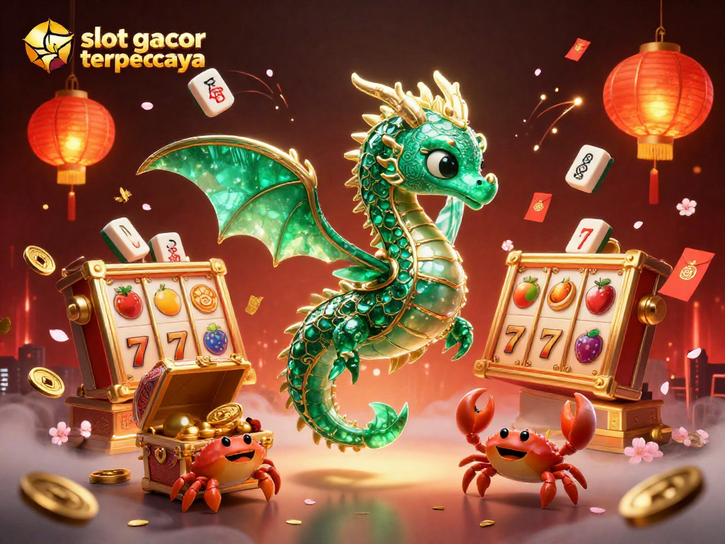 Engage with slot gacor terpercaya as a vibrant sea dragon explores a treasure-filled casino space.