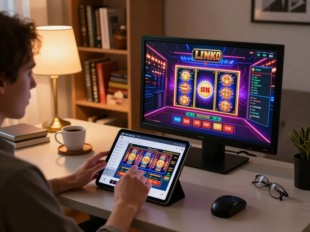 Engaging with the Link O8 casino app at home for strategic online gaming.
