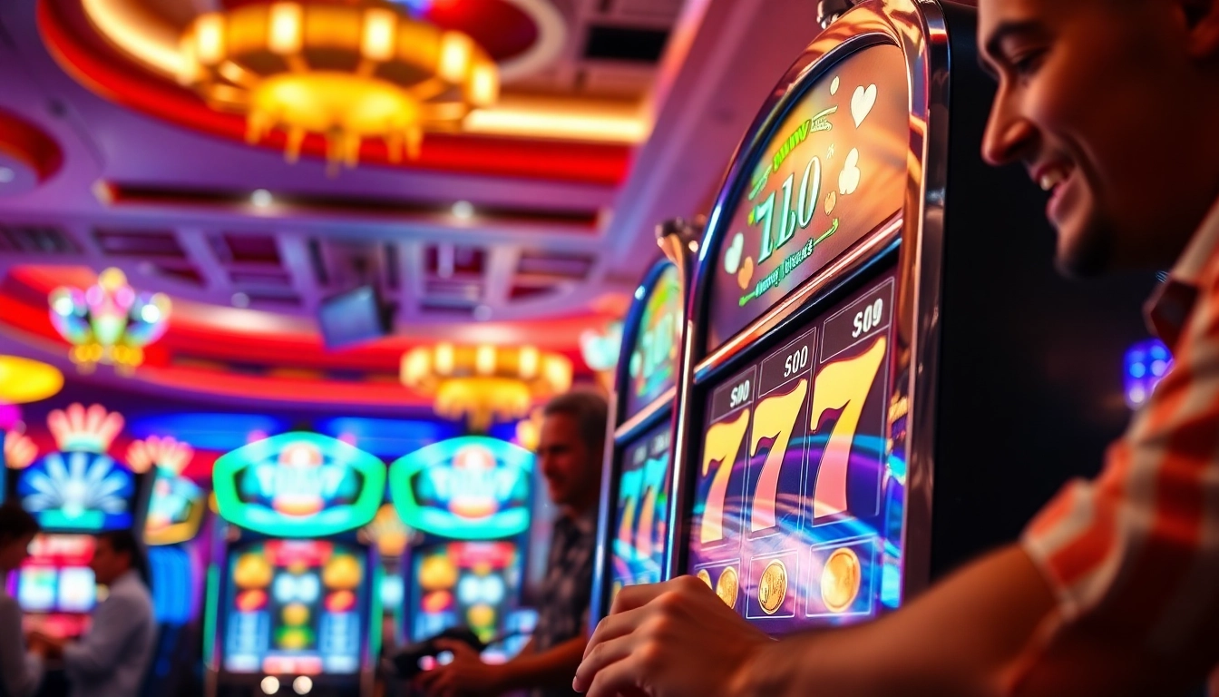 Engaged players enjoying Diwa 777 slot machines in a vibrant casino environment.
