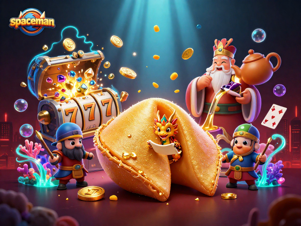 Play the Spaceman slot game with fortune elements, winning symbols, and hidden treasure.
