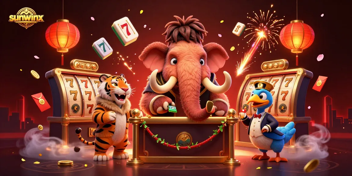 Join the excitement at sunwinx with a vibrant casino scene featuring animated characters and symbols