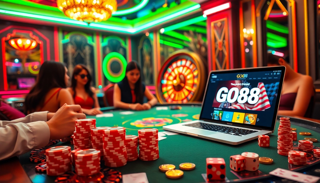 Experience the excitement of online gambling at Trang Chủ GO88 with vibrant casino visuals and thrilling games.