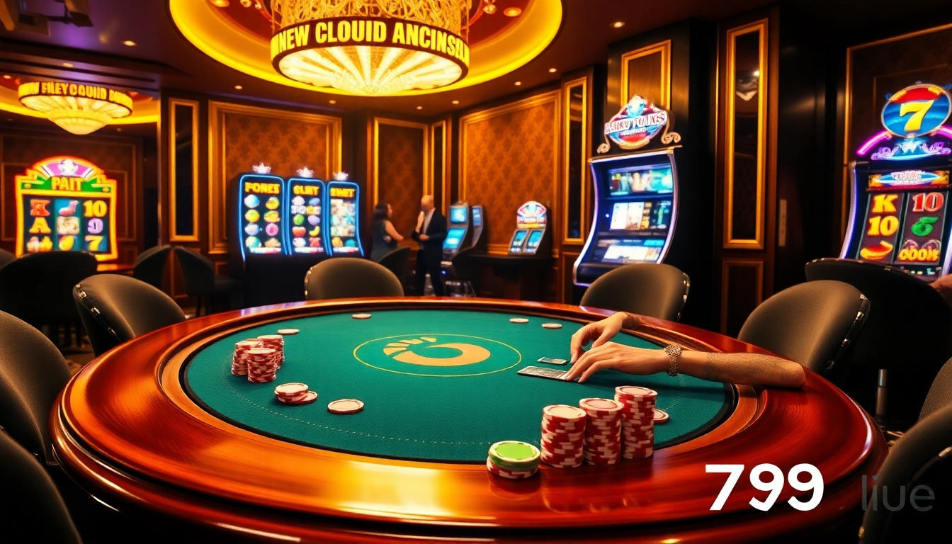 Experience the excitement at 789club's luxurious poker table with vibrant chips and thrilling gameplay.