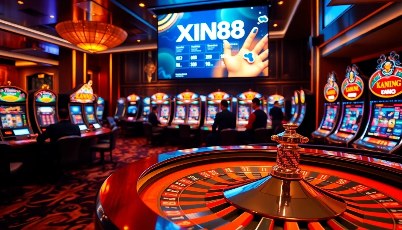 Experience the thrill at Nhà Cái XIN88 with an engaging casino scene filled with excitement.