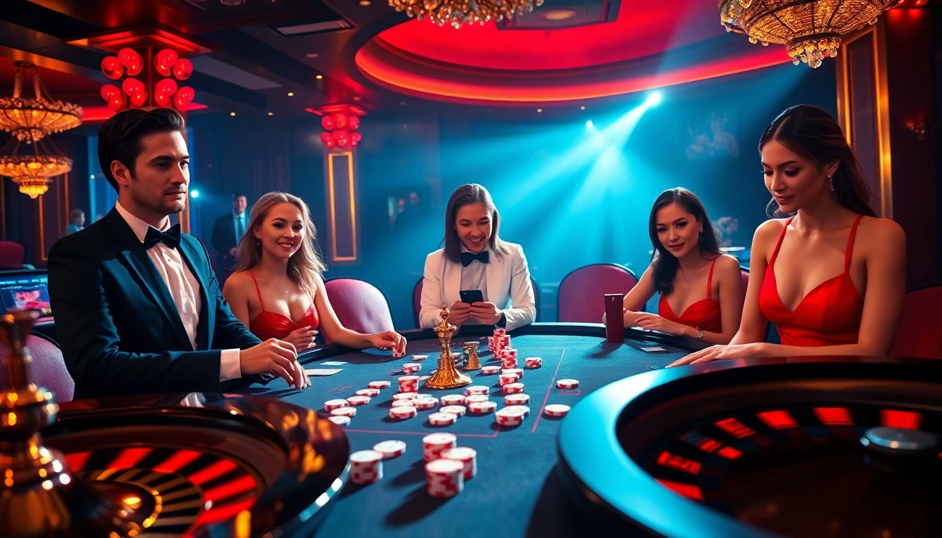 Players enjoying excitement at เว็บตรง bk8 casino tables with vibrant games.