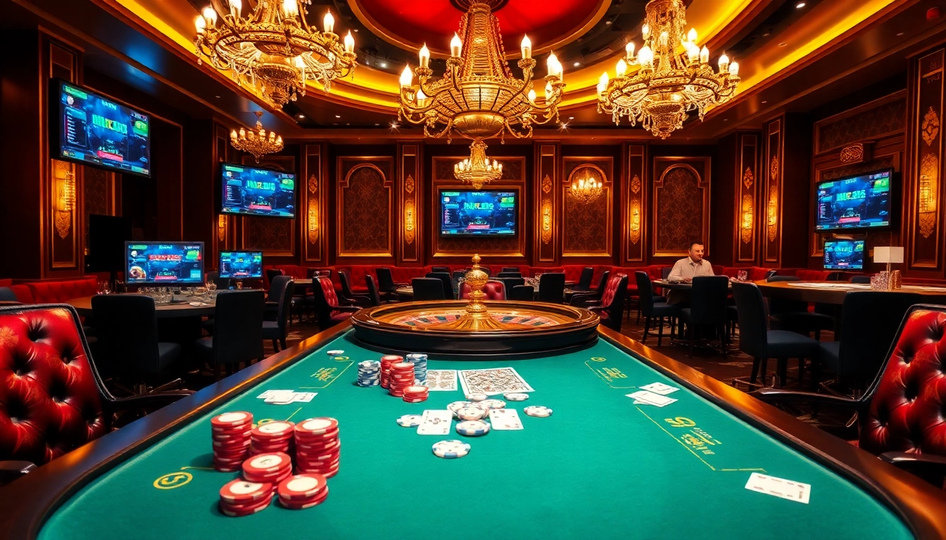 Experience the thrill of gaming at https://hbbet5.art/ with a vibrant poker table scene showcasing strategic play.