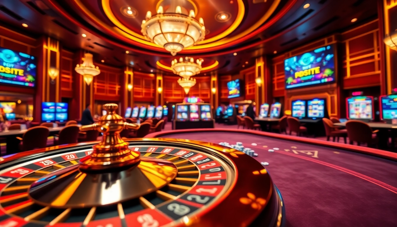 Engaging scene of pg soft gaming with roulette wheel and vibrant poker chips at a luxurious casino.