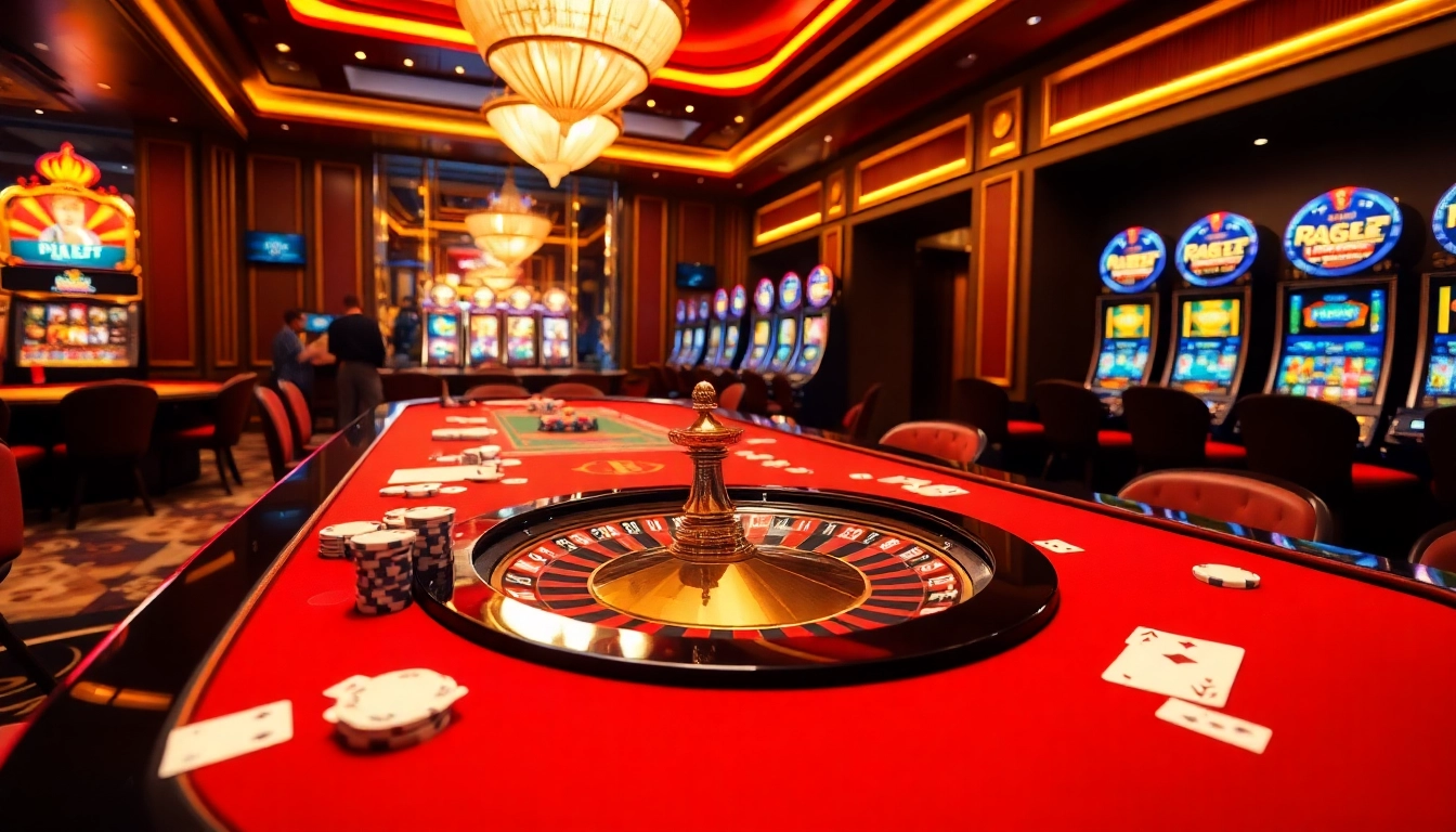 Players betting at a luxury casino table featuring OK 9 themed poker chips and cards in action.