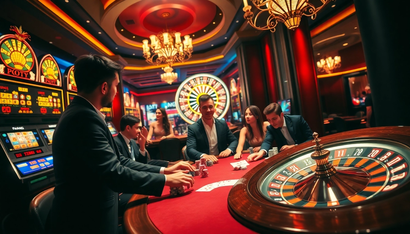 Exciting casino atmosphere showcasing hidden wiki elements through vibrant slot machines and roulette.