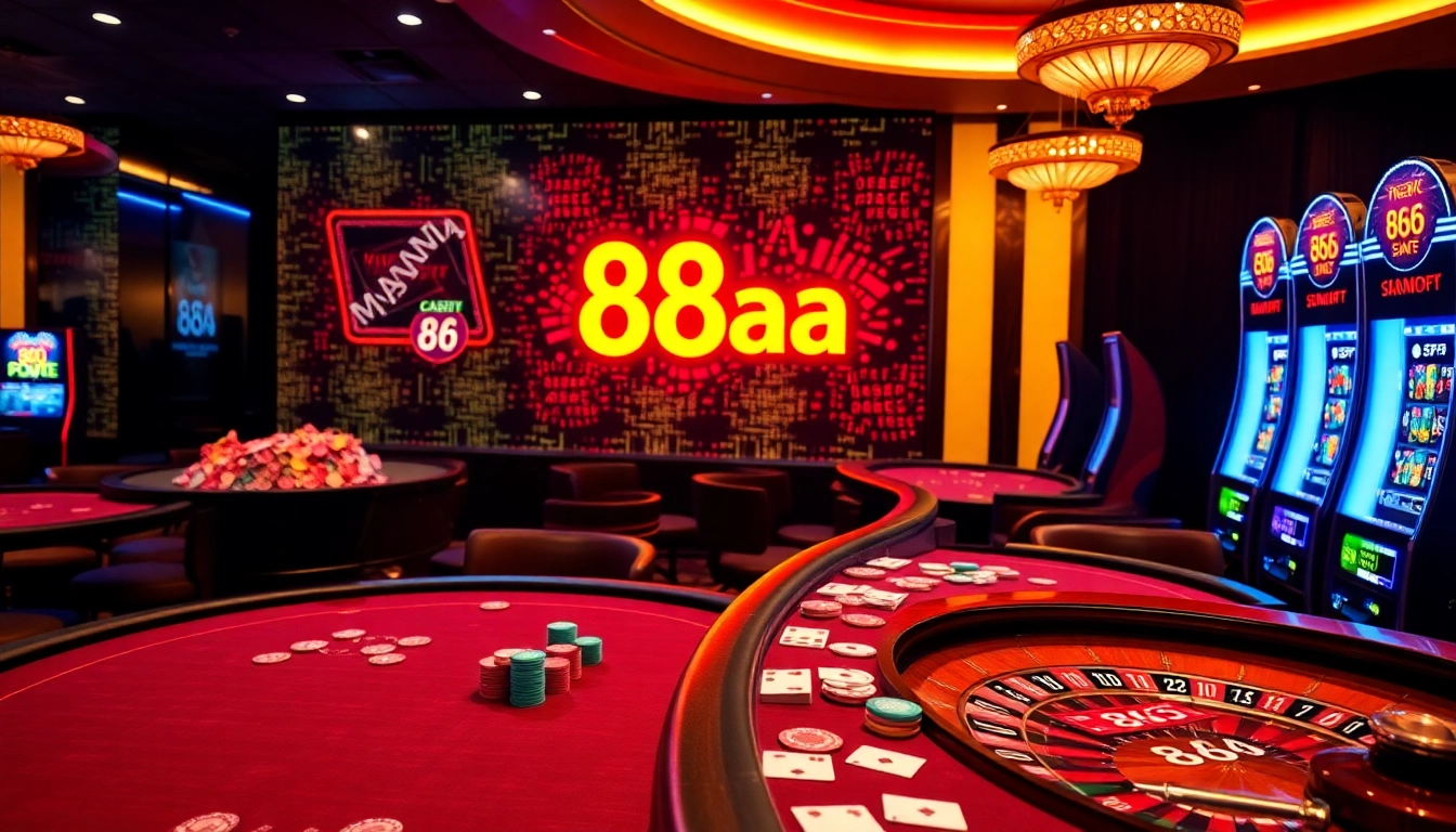 Engaging scene of enthusiastic gamblers at a vibrant poker table, showcasing 88aa's exciting gaming experience.