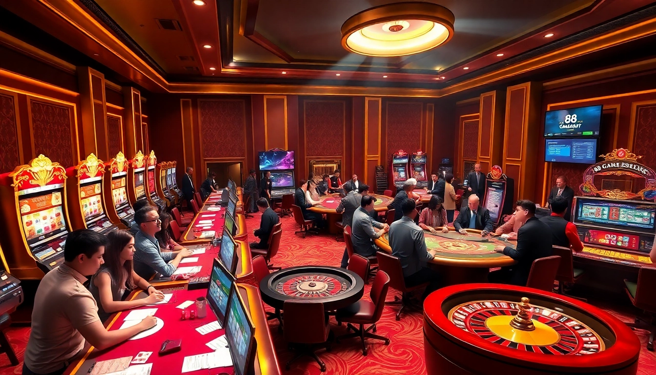 Players enjoying a thrilling experience at 68 Game Bài with vibrant casino elements.