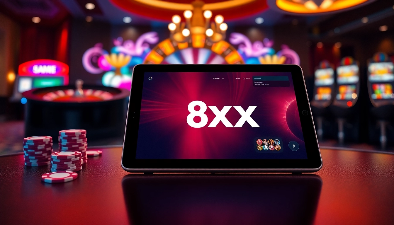 Experience thrilling gameplay with app 8xx featuring vibrant casino elements like roulette and slots.