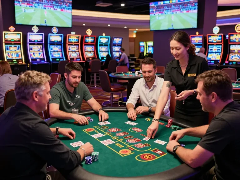 Diverse players enjoying gameplay at five88 casino, vibrant gaming atmosphere with live dealer tables and slot machines.