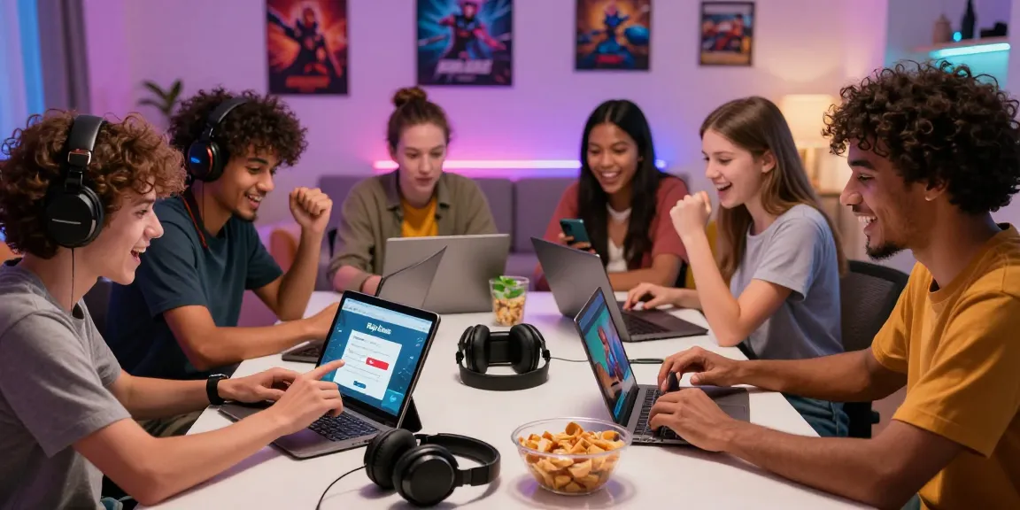 Friends excitedly using Raja Game login in a cozy gaming setting.